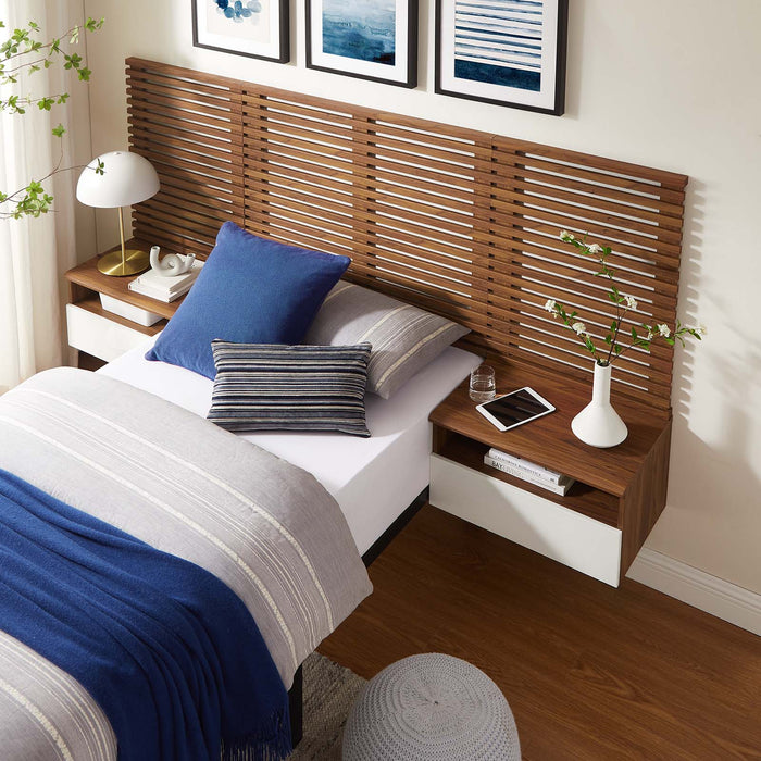 Render Wall Mount Twin Headboard and Modern Nightstands (Twin Size) | Bohemian Home Decor