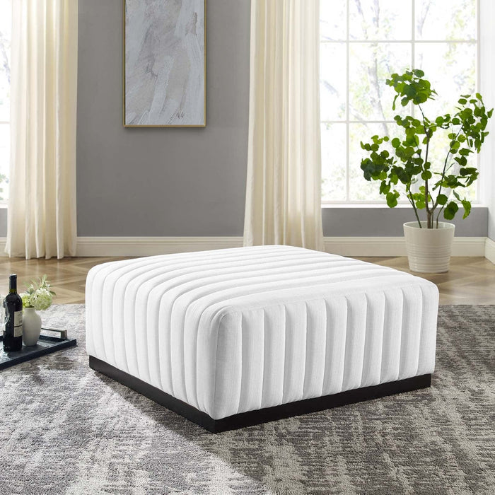 Conjure Channel Tufted Upholstered Fabric Ottoman | Bohemian Home Decor