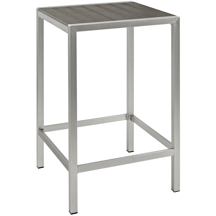 Outdoor Bar Table Shore Outdoor Patio Aluminum Bar Table Silver Gray -Free Shipping at Bohemian Home Decor