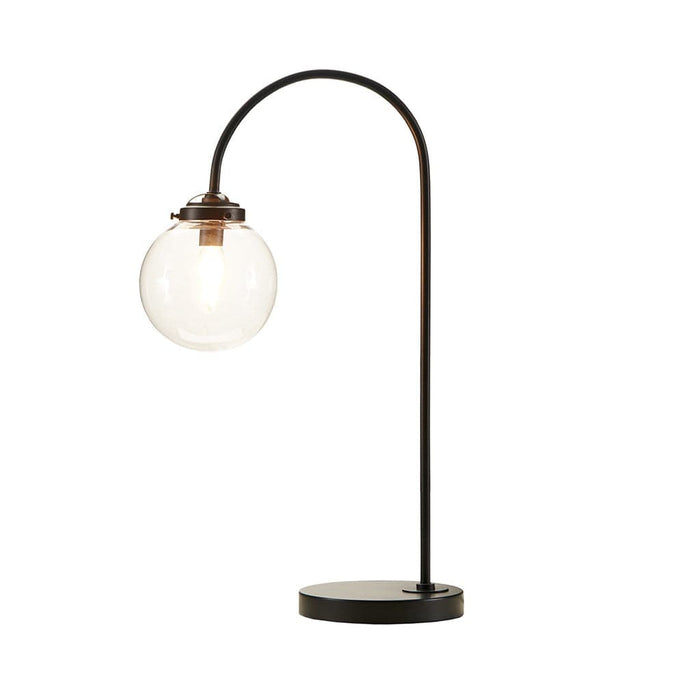 Venice Arched Metal Table Lamp with Glass Globe Bulb | Bohemian Home Decor