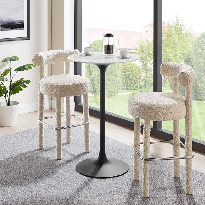 Lippa 28" Round Artificial Marble Bar Table II | Bohemian Home Decor