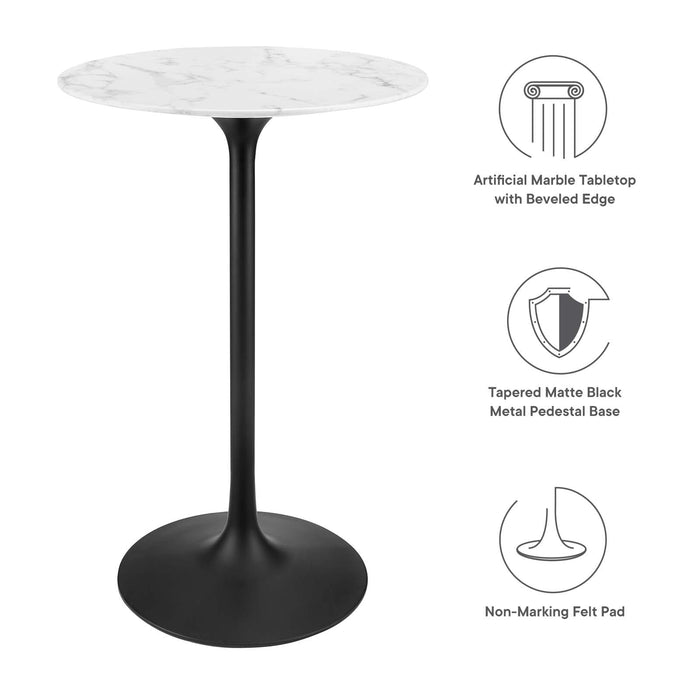 Lippa 28" Round Artificial Marble Bar Table II | Bohemian Home Decor