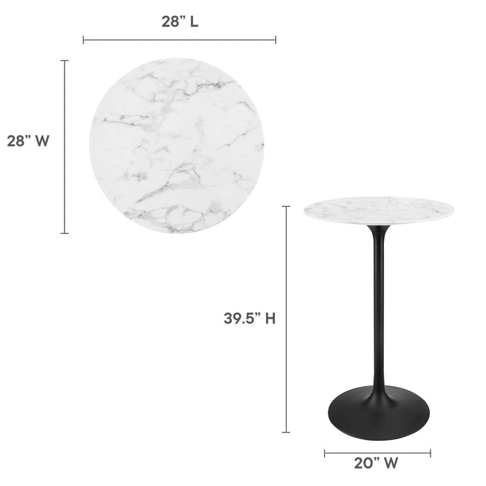 Lippa 28" Round Artificial Marble Bar Table II | Bohemian Home Decor