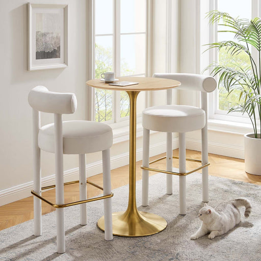 Lippa 28" Round Natural Wood Grain Bar Table | Bohemian Home Decor