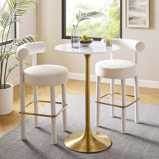 Lippa 28" Round Wood Top Bar Table | Bohemian Home Decor