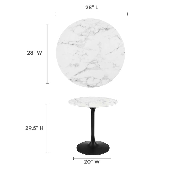Lippa 28" Round Artificial Marble Dining Table | Bohemian Home Decor