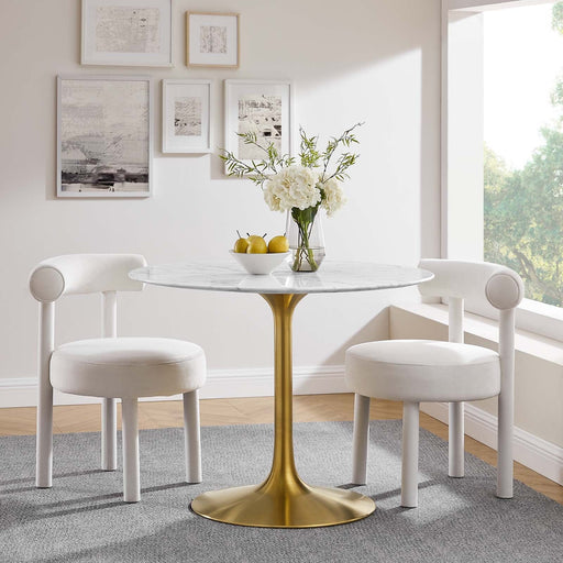 Lippa 40" Round Artificial Marble Dining Table II | Bohemian Home Decor