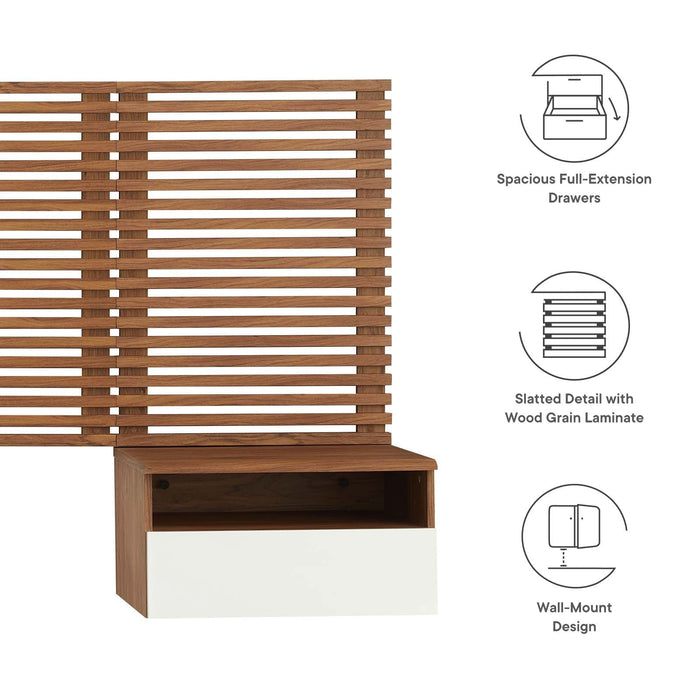 Render Wall Mount Headboard and Modern Nightstands (King Size) | Bohemian Home Decor