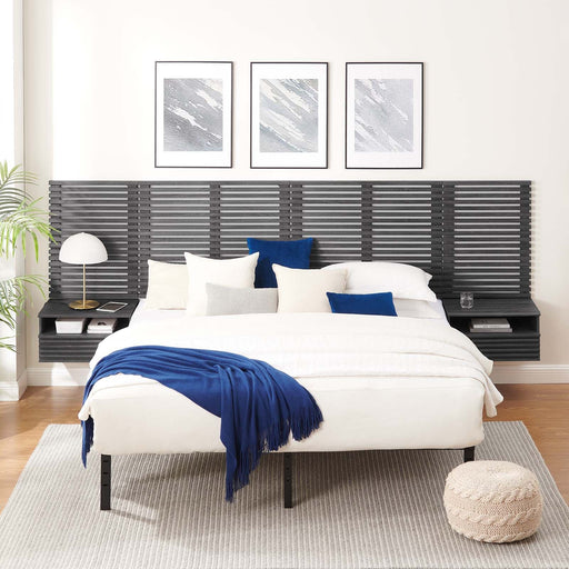 Render Wall Mount King Headboard and Modern Nightstands (King Size) | Bohemian Home Decor