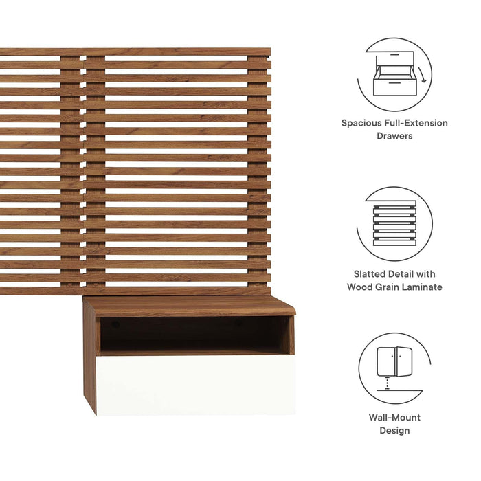 Render Wall Mount Twin Headboard and Modern Nightstands (Twin Size) | Bohemian Home Decor