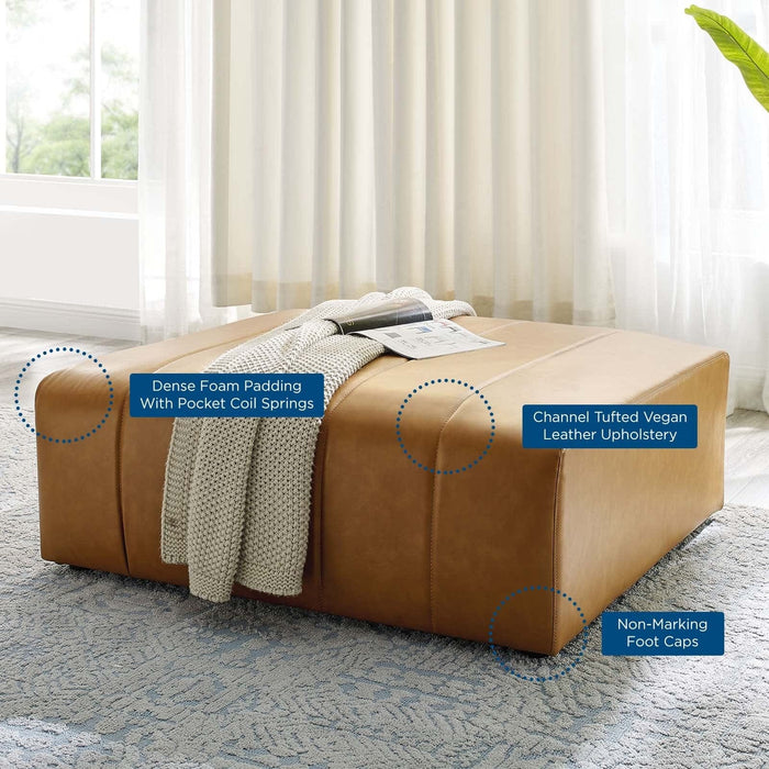 Bartlett Vegan Leather Ottoman | Bohemian Home Decor