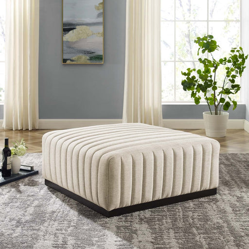 Conjure Channel Tufted Upholstered Fabric Ottoman | Bohemian Home Decor