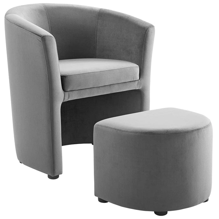 Divulge Performance Velvet Arm Chair and Ottoman Set | Bohemian Home Decor