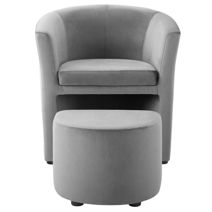 Divulge Performance Velvet Arm Chair and Ottoman Set | Bohemian Home Decor