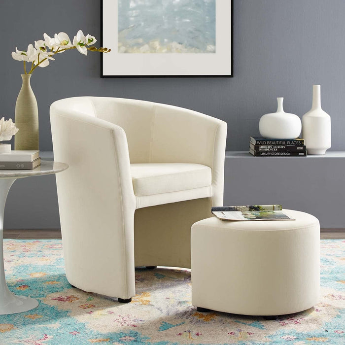 Divulge Performance Velvet Arm Chair and Ottoman Set | Bohemian Home Decor