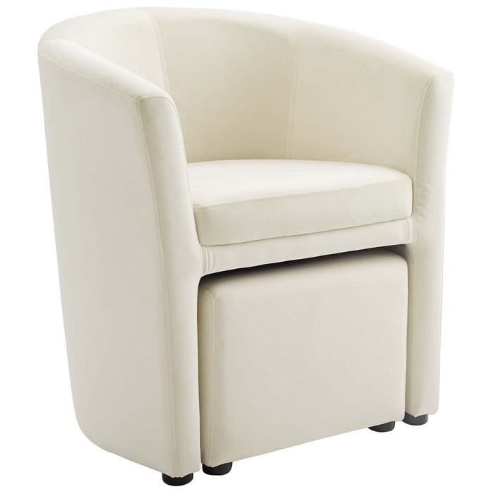 Divulge Performance Velvet Arm Chair and Ottoman Set | Bohemian Home Decor