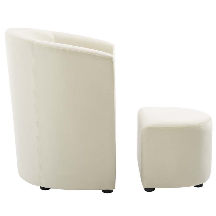 Divulge Performance Velvet Arm Chair and Ottoman Set | Bohemian Home Decor