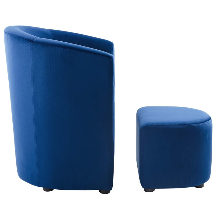 Divulge Performance Velvet Arm Chair and Ottoman Set | Bohemian Home Decor