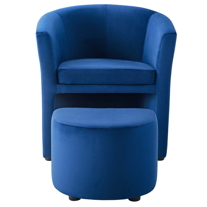 Divulge Performance Velvet Arm Chair and Ottoman Set | Bohemian Home Decor