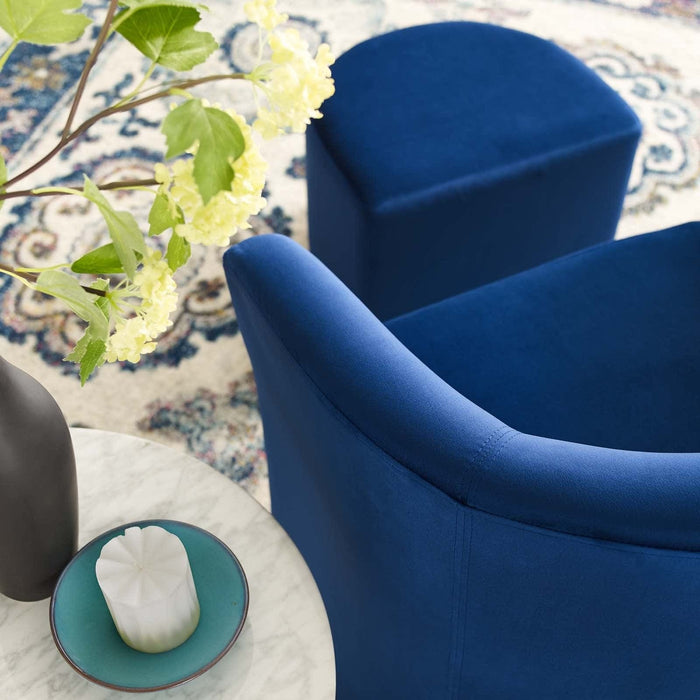 Divulge Performance Velvet Arm Chair and Ottoman Set | Bohemian Home Decor