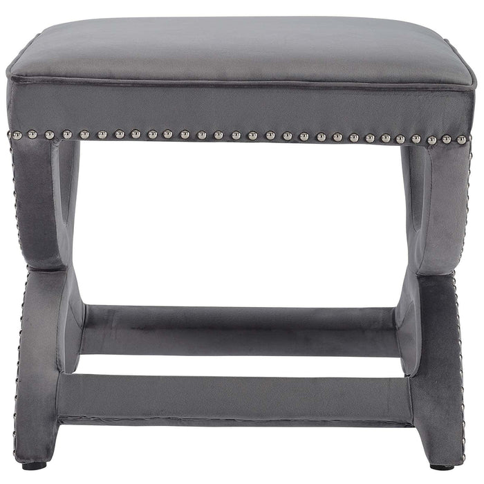 Expound Upholstered Nailhead Trim Performance Velvet Ottoman | Bohemian Home Decor