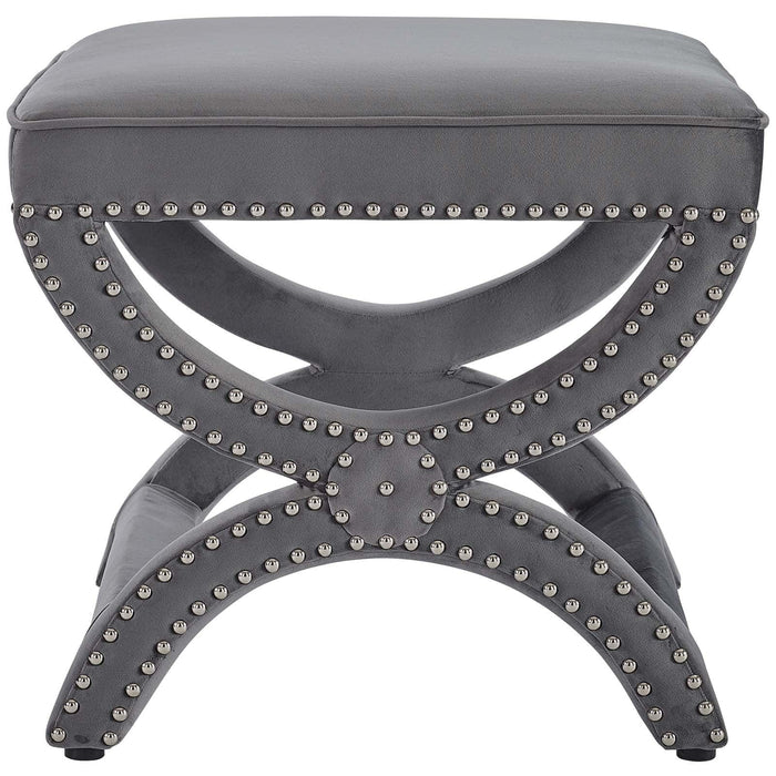 Expound Upholstered Nailhead Trim Performance Velvet Ottoman | Bohemian Home Decor