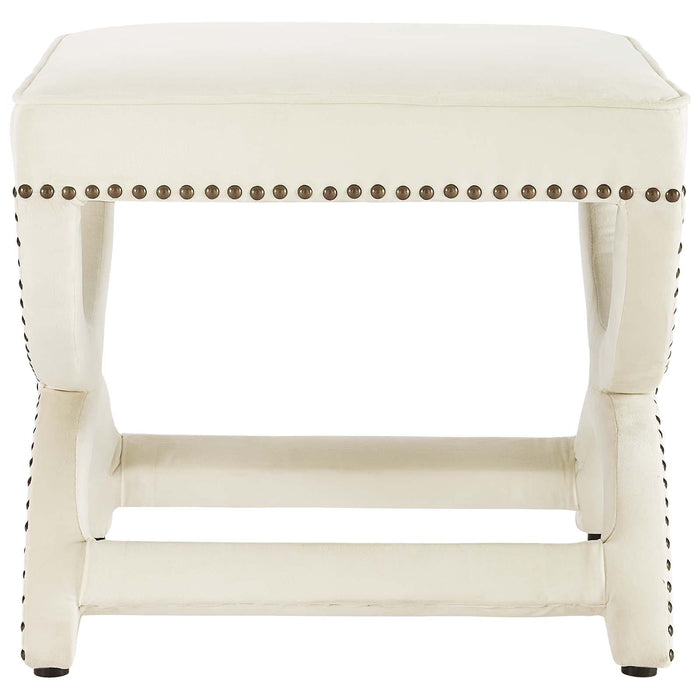 Expound Upholstered Nailhead Trim Performance Velvet Ottoman | Bohemian Home Decor