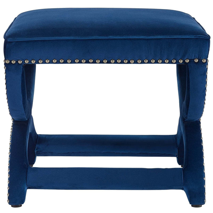 Expound Upholstered Nailhead Trim Performance Velvet Ottoman | Bohemian Home Decor