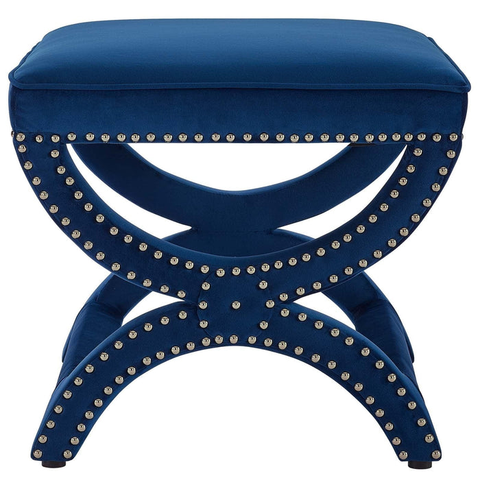 Expound Upholstered Nailhead Trim Performance Velvet Ottoman | Bohemian Home Decor