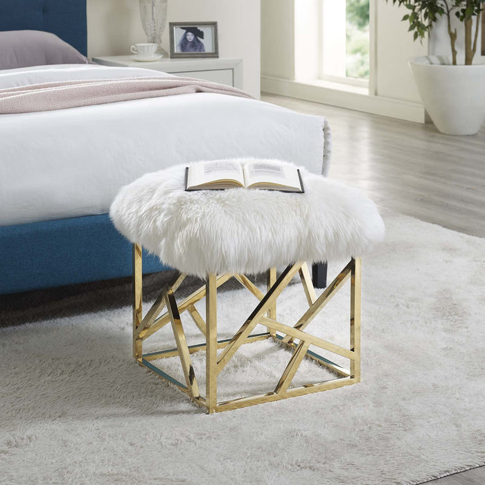 Intersperse Sheepskin Ottoman | Bohemian Home Decor