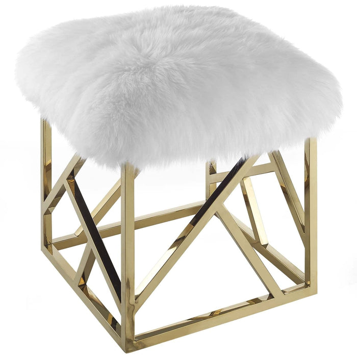 Intersperse Sheepskin Ottoman | Bohemian Home Decor