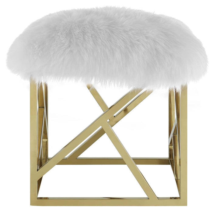 Intersperse Sheepskin Ottoman | Bohemian Home Decor