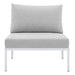Harmony Sunbrella® Basket Weave Outdoor Patio Aluminum Armless Chair | Bohemian Home Decor