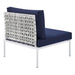 Harmony Sunbrella® Basket Weave Outdoor Patio Aluminum Armless Chair | Bohemian Home Decor