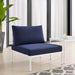 Outdoor Armchair Harmony Sunbrella® Basket Weave Outdoor Patio Aluminum Armless Chair -Free Shipping at Bohemian Home Decor