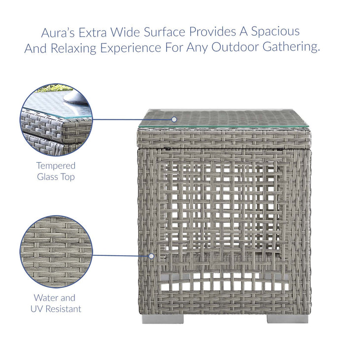 Aura Outdoor Patio Wicker Rattan Side Table | Bohemian Home Decor