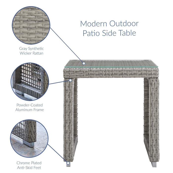Aura Outdoor Patio Wicker Rattan Side Table | Bohemian Home Decor