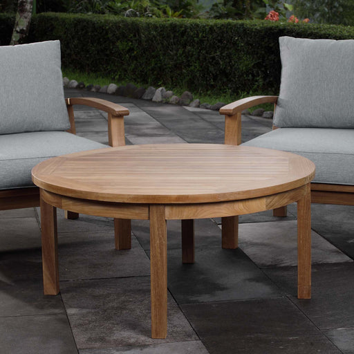 Marina Outdoor Patio Teak Round Coffee Table | Bohemian Home Decor