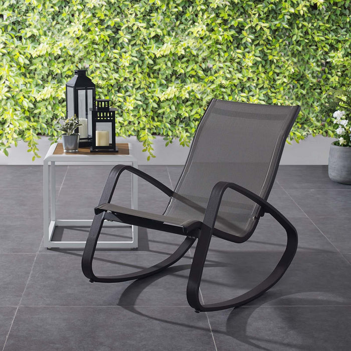 Traveler Rocking Outdoor Patio Mesh Sling Lounge Chair | Bohemian Home Decor