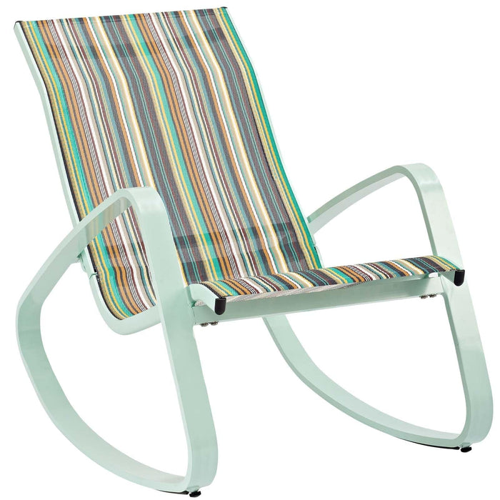 Traveler Rocking Outdoor Patio Mesh Sling Lounge Chair | Bohemian Home Decor