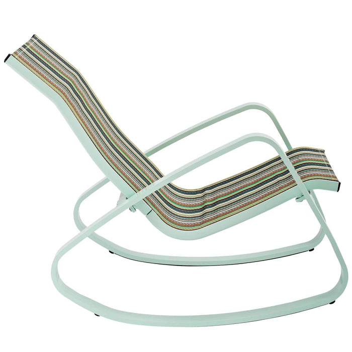 Traveler Rocking Outdoor Patio Mesh Sling Lounge Chair | Bohemian Home Decor