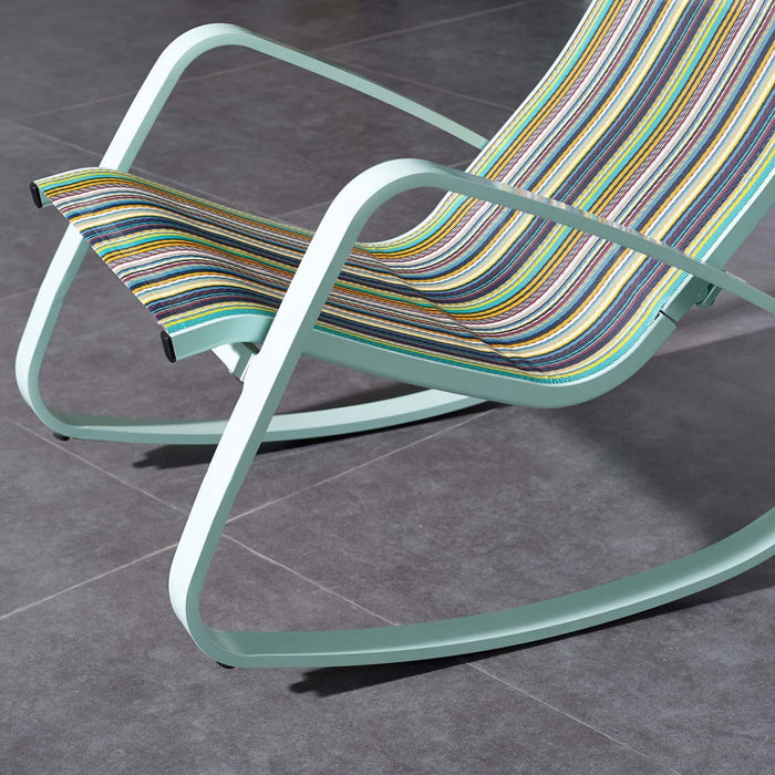 Traveler Rocking Outdoor Patio Mesh Sling Lounge Chair | Bohemian Home Decor