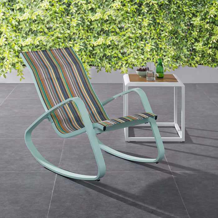 Traveler Rocking Outdoor Patio Mesh Sling Lounge Chair | Bohemian Home Decor