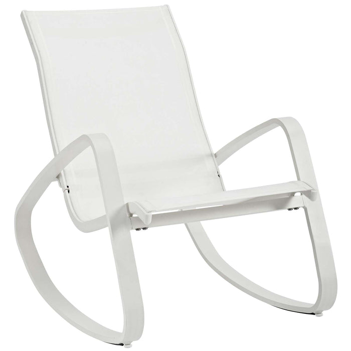 Traveler Rocking Outdoor Patio Mesh Sling Lounge Chair | Bohemian Home Decor