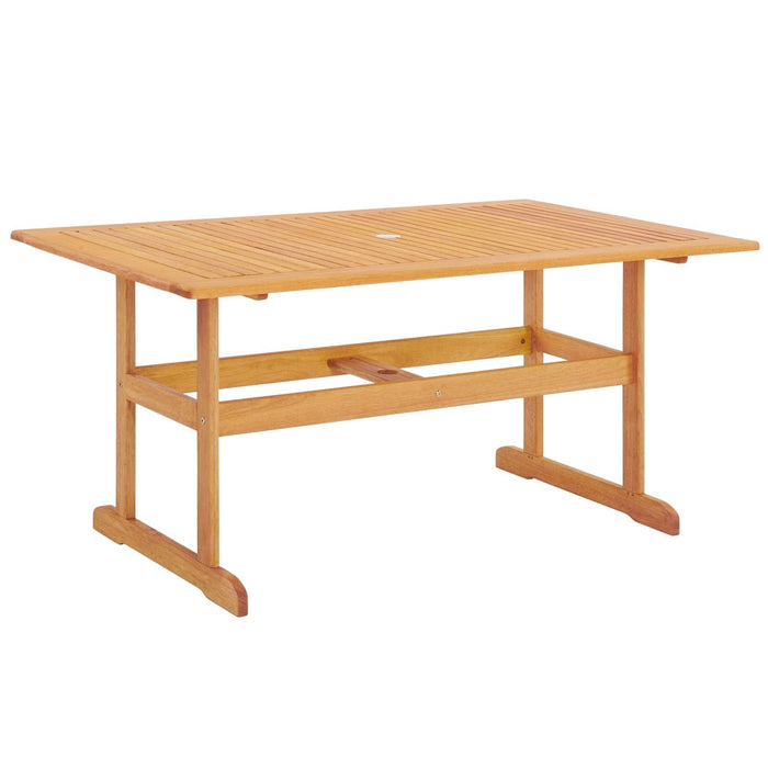 Hatteras 59" Rectangle Outdoor Patio Eucalyptus Wood Dining Table | Bohemian Home Decor