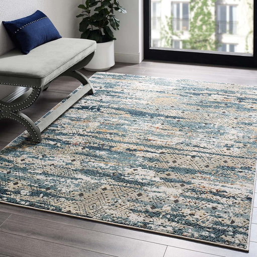 Tribute Eisley Rustic Distressed Transitional Diamond Lattice Area Rug | Bohemian Home Decor
