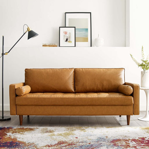 Valour Upholstered Faux Leather Sofa | Bohemian Home Decor
