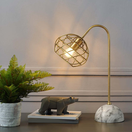 Salient Brass and Faux White Marble Table Lamp | Bohemian Home Decor