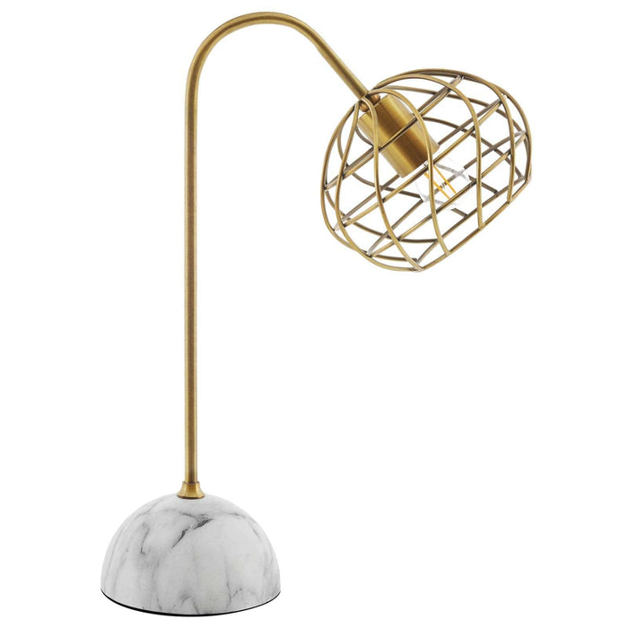 Salient Brass and Faux White Marble Table Lamp | Bohemian Home Decor