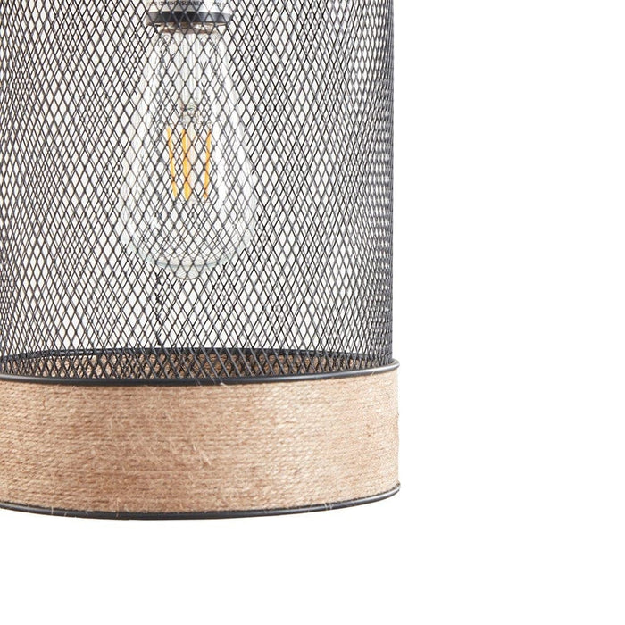 Orion Natural Rope and Metal Mesh Cylinder Pendant | Bohemian Home Decor